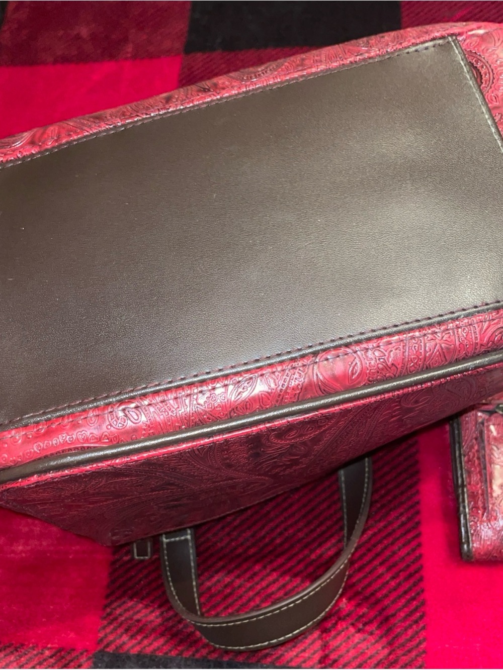 Relic Red Embossed Paisley Satchel - Picture 2 of 10